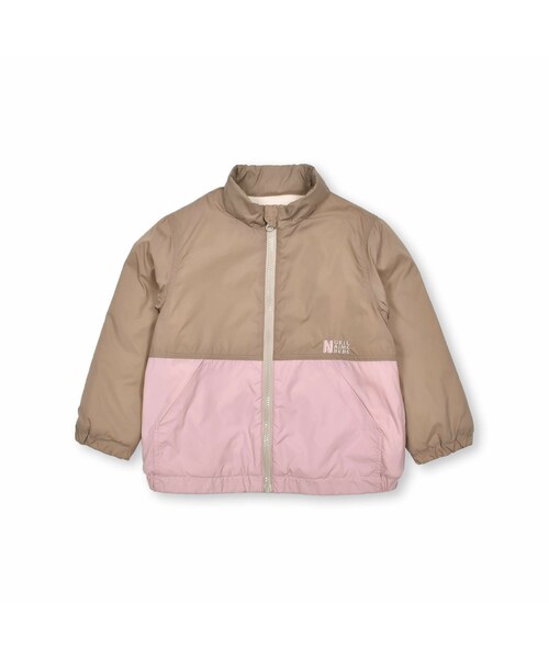 Noeil aime BeBe(ノイユエイムベベ)の「タフタ配色裏フリースジャケット(90~130cm)(ナイロンジャケット・キッズ・ブルー/ピンク・110)」の2枚目の写真