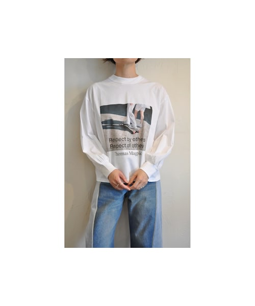 Thomas magpie(トーマスマグパイ)の「フォトロングスリーブTシャツ(Tシャツ/カットソー・レディース・ホワイト/ピンク/グレー・one)」の1枚目の写真