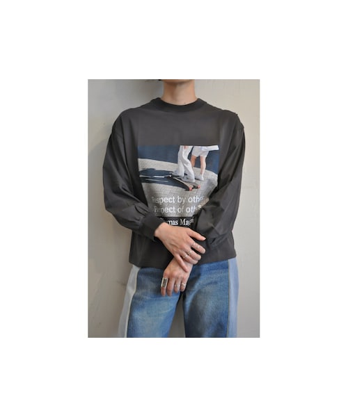 Thomas magpie(トーマスマグパイ)の「フォトロングスリーブTシャツ(Tシャツ/カットソー・レディース・ホワイト/ピンク/グレー・one)」の2枚目の写真