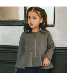 BeBe | ボンディングペプラムカーディガン(90~150cm)(ノーカラージャケット)