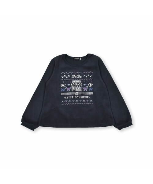 BeBe（ベベ）の「ダブルフェイスクロスステッチトレーナー(90~140cm)（Tシャツ/カットソー・キッズ・ホワイト/ブルー・110）」の2枚目の写真