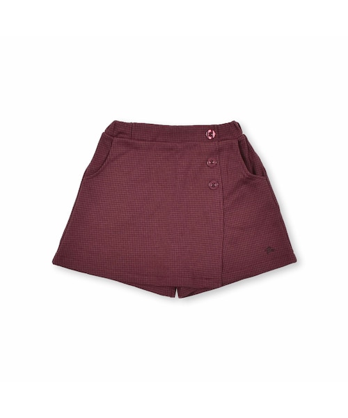 BeBe（ベベ）の「千鳥ジャガードラップショートパンツ(90~150cm)（その他パンツ・キッズ・グレー/レッド・110）」の2枚目の写真