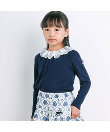 BeBe | ウォームリブ襟レースTシャツ(90~150cm)(Tシャツ/カットソー)