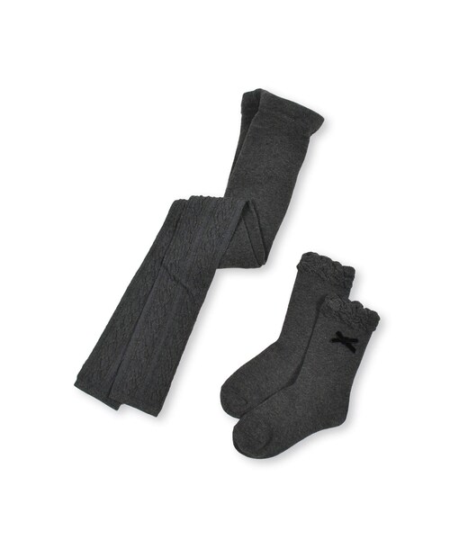 BeBe（ベベ）の「ケーブル編みレギンスセット(80~140cm)（レギンス/スパッツ・キッズ・レッド/グレー・S/M）」の3枚目の写真
