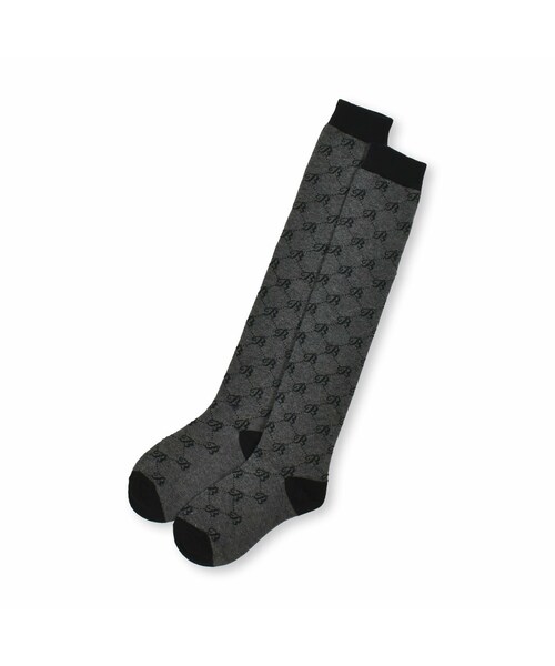 BeBe（ベベ）の「ロゴジャガードオーバーニーハイソックス (15~24cm)（ソックス/靴下・キッズ・ブラウン/グレー・17－19㎝）」の2枚目の写真