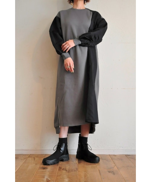 blanc basque（ブランバスク）の「シャーリングスリーブワンピース（ワンピース・レディース・グリーン/グレー/ブラック・one）」の3枚目の写真