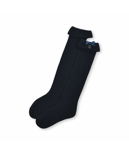BeBe(ベベ)の「ロゴ刺繍ハイソックス(13~24cm)(ソックス/靴下・キッズ・ブルー/グレー・17-19㎝)」の1枚目の写真