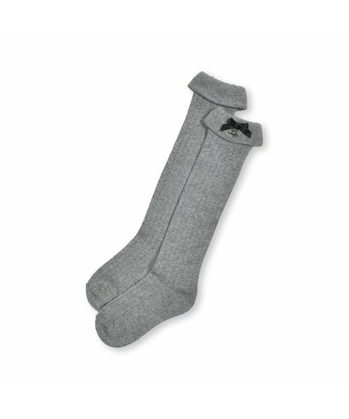 BeBe(ベベ)の「ロゴ刺繍ハイソックス(13~24cm)(ソックス/靴下・キッズ・ブルー/グレー・17-19㎝)」の2枚目の写真