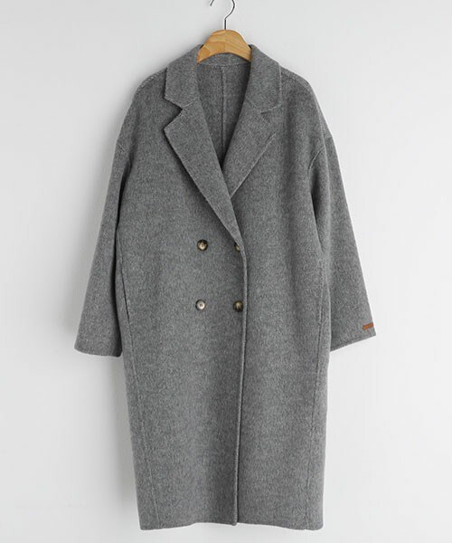 DHOLIC（ディーホリック）の「ウール混ハンドメイドダブルロングコート（ダウンジャケット/コート・レディース・グレー/アイボリー/ベージュ・FREE）」の3枚目の写真