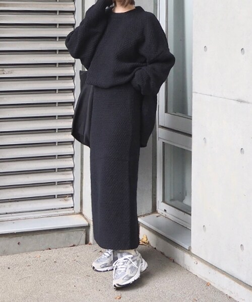 LAULEN（ローレン）の「seed stitch knit skirt（スカート・レディース・グレー/ブラック/ブラウン・FREE）」の2枚目の写真