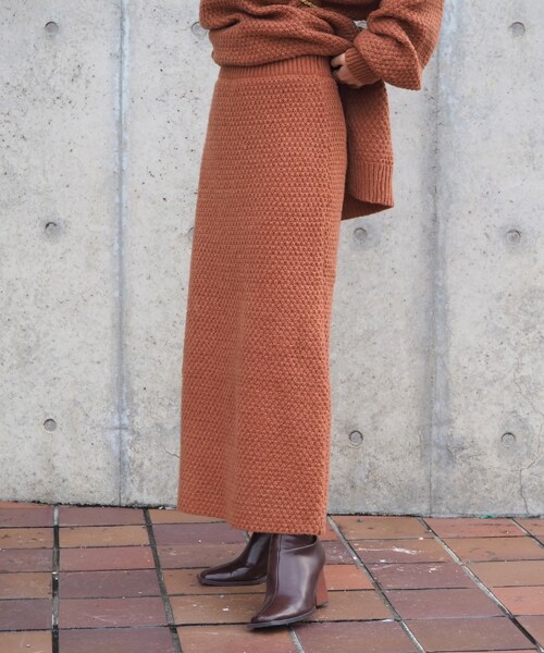 LAULEN（ローレン）の「seed stitch knit skirt（スカート・レディース・グレー/ブラック/ブラウン・FREE）」の3枚目の写真