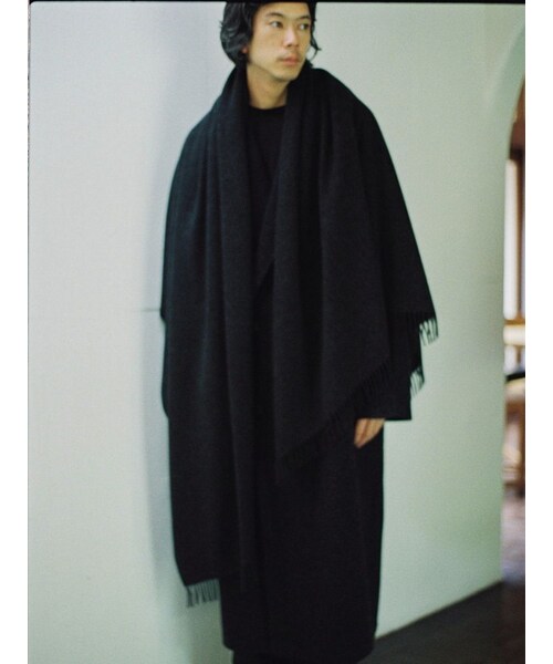 LIDNM（リドム）の「BABY WOOL BLANCKET STOLE（ストール/ショール・メンズ・ブラック・F）」の5枚目の写真