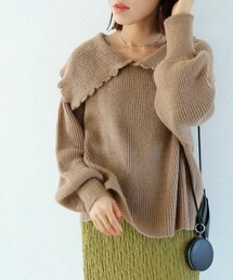 Crisp | ビッグカラーエアリーニット[c1R3354](ニット/セーター)