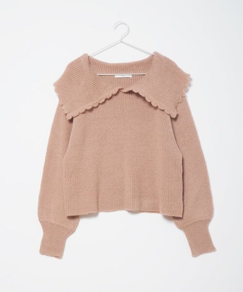 Crisp（クリスプ）の「ビッグカラーエアリーニット[c1R3354]（ニット/セーター・レディース・ブラウン/ピンクベージュ・FREE）」の4枚目の写真