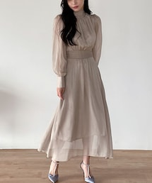 DHOLIC | バックリボンシアーパフワンピース(ワンピース)