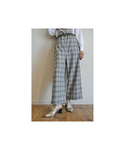 RehersalL(リハーズオール)の「チェックサイドラインパンツ(その他パンツ・レディース・グレー/ブラウン・one)」の1枚目の写真