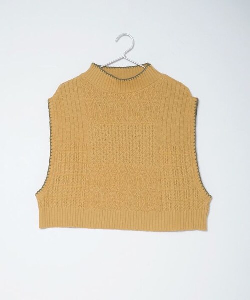 Crisp（クリスプ）の「パターンミックスニットベスト[c1R3342]（ベスト・レディース・アイボリー/イエロー・FREE）」の4枚目の写真