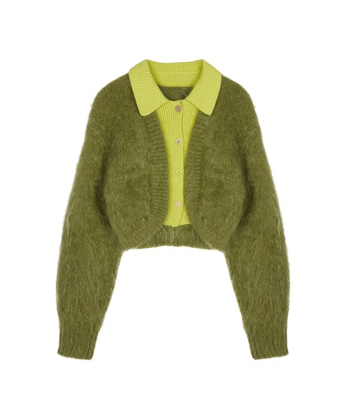 JNBY(ジェーエヌビーワイ)の「Avant-garde Spliced Sweater(カーディガン/ボレロ・レディース・レッド/ブラック/グリーン系・36/38/40)」の3枚目の写真