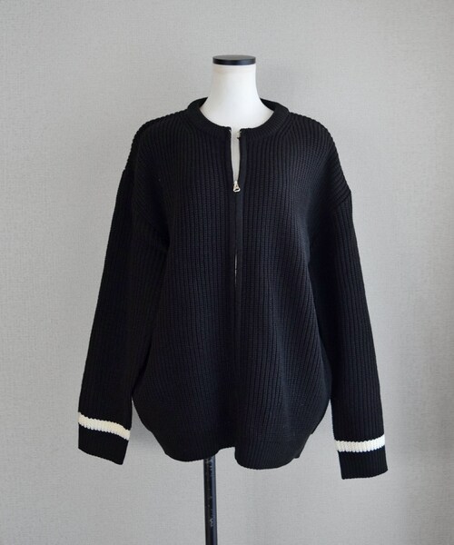 Marient（マリエント）の「ラインスリーブジップCD（カーディガン/ボレロ・レディース・グレー/ブラック・FREE）」の2枚目の写真