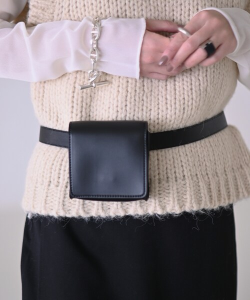 Marient(マリエント)の「ミニポーチベルト(ベルト・レディース・ブラック・FREE)」の1枚目の写真