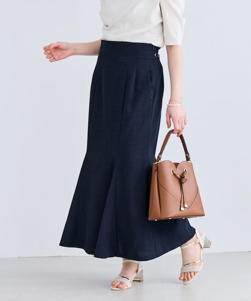 VIS(ビス)の「美easyリネンライクマーメイドスカート/イージーケア・接触冷感・セットアップ対応(スカート・レディース・ブラック/グレー/キナリ/ピンク/キナリ系/ネイビー/サックス・L/M/S/SS)」の11枚目の写真