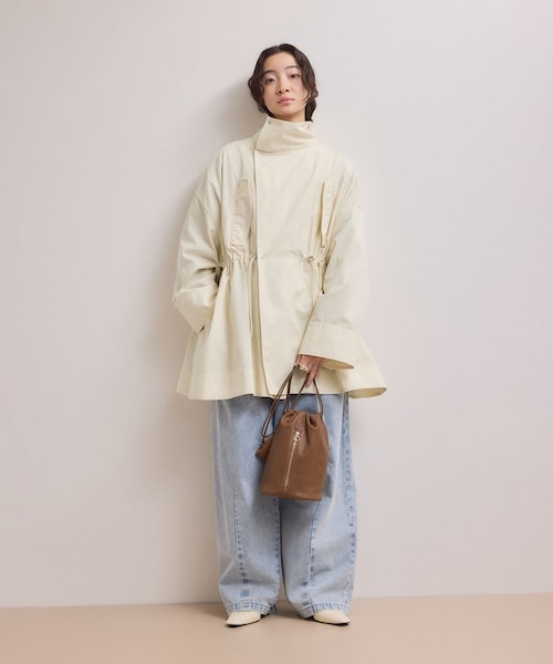 ADAM ET ROPE'(アダムエロペ)の「【WEB限定】・【サステナブル】スタンドカラーハーフモッズコート(モッズコート・レディース・ブラック/オフホワイト/ブラウン系・F)」の10枚目の写真