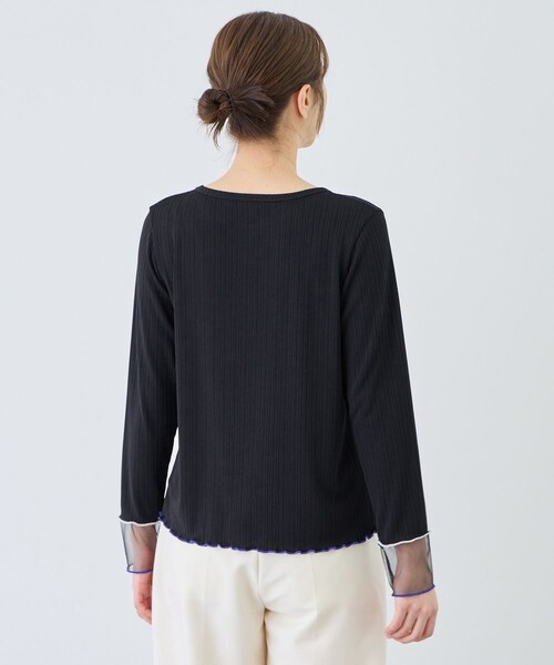 Jayro（ジャイロ）の「袖シアーメローカットソー（Tシャツ/カットソー・レディース・ブラック系/ホワイト系/ライトグリーン/ピンク・F）」の14枚目の写真