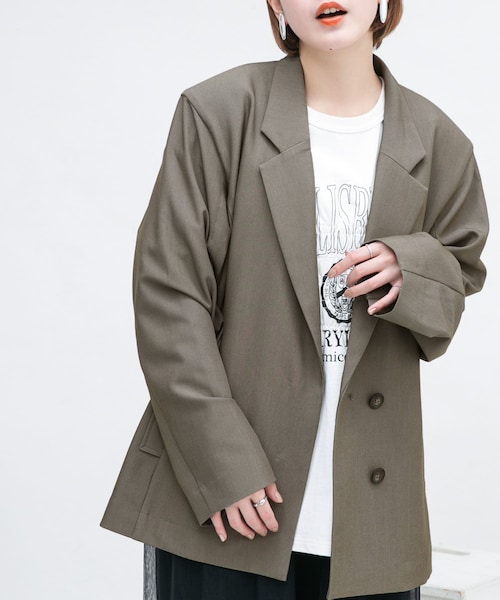 KBF（ケイビーエフ）の「オープンスリーブテーラードジャケット（テーラードジャケット・レディース・SAGE/MOCHA・one）」の5枚目の写真