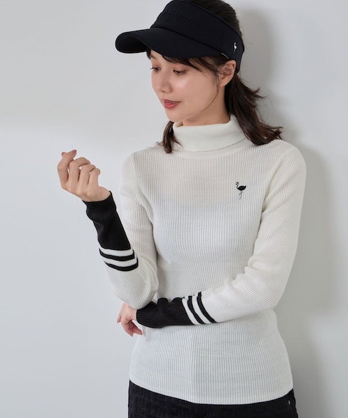 ROPE'(ロペ)の「バイカラー切替リブタートルニット/Oggi掲載(ニット/セーター・レディース・ブラック/ホワイト/サックス/ピンク・L/M/S)」の9枚目の写真