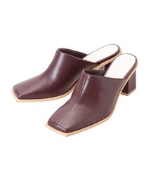 LAGUNAMOON | フェイクレザースクエアヒールミュールサンダル(サンダル)