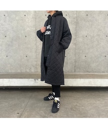 copine | 袖ボリューム裏ファーキルティングロングコート(ノーカラーコート)