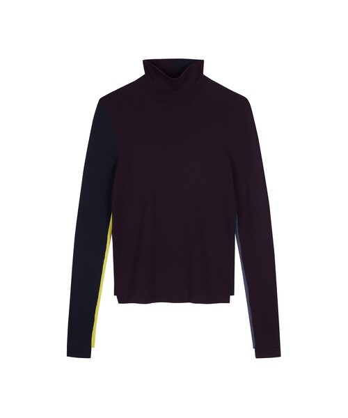 JNBY（ジェーエヌビーワイ）の「Spliced Ribbed High-neck Sweater（ニット/セーター・レディース・グレー/ブラック/レッド・36/38/40）」の3枚目の写真