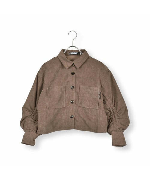 ZIDDY（ジディ）の「コールテンギャザーシャツ(130~160cm)（シャツ/ブラウス・キッズ・ベージュ/ブラウン・150）」の2枚目の写真