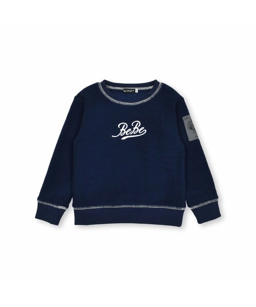 BeBe（ベベ）の「ブークレーフリースロゴ刺しゅうトレーナー(90~150cm)（スウェット・キッズ・ホワイト/ブルー・110）」の2枚目の写真