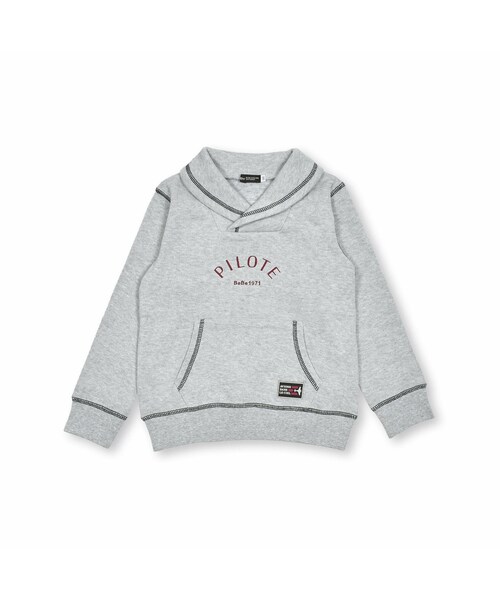 BeBe（ベベ）の「ヘチマカラーカンガルーポケットトレーナー(90~150cm)（スウェット・キッズ・ブルー/グレー・110）」の2枚目の写真