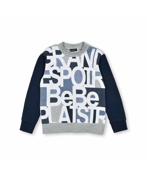 BeBe（ベベ）の「BIGロゴ配色トレーナー(80~150cm)（スウェット・キッズ・ブラック/ブルー・110）」の2枚目の写真