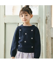 BeBe | ビジューフラワーモチーフニットプルオーバー(100~150cm)(ニット/セーター)