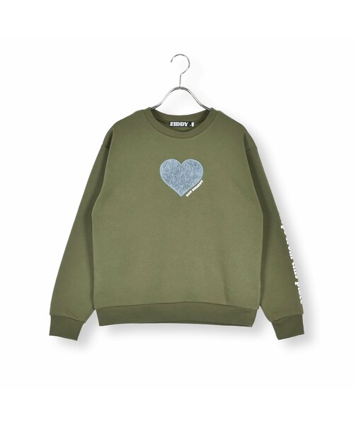 ZIDDY(ジディ)の「デニムエンボス起毛ハートトレーナー(130~160cm)(スウェット・キッズ・パープル/グリーン・150)」の3枚目の写真