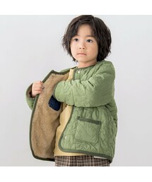 SLAP SLIP（スラップスリップ）の「【お揃い】恐竜刺しゅう柄中綿キルトボアリバーシブルジャケット(80~130cm)（その他アウター・キッズ）」