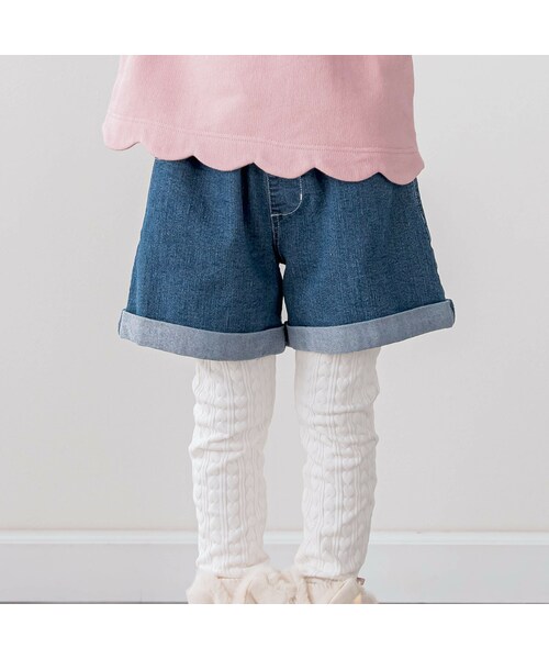 SLAP SLIP(スラップスリップ)の「刺しゅうポケット付きストレッチデニムショートパンツ(90~130cm)(デニムパンツ・キッズ・その他/ブルー・110)」の1枚目の写真