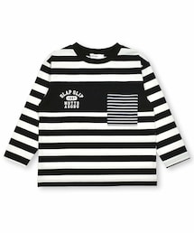 SLAP SLIP | ポケット付きボーダー柄切り替えビッグシルエットTシャツ(80~130cm)(Tシャツ/カットソー)