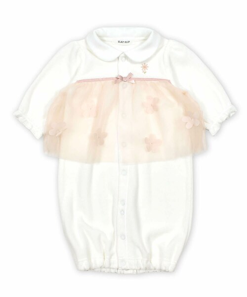 SLAP SLIP BABY（スラップスリップベビー）の「【お揃い】襟付き花柄レース2WAYオールベビー(50~70cm)（ロンパース・キッズ・パープル/ホワイト・ﾜﾝｻｲｽﾞ(50-70cm)）」の2枚目の写真