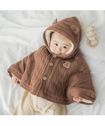 SLAP SLIP BABY | 裏ボアケーブルニットマント(50~90cm)(その他ベビーウェア)