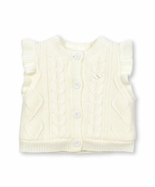 SLAP SLIP BABY(スラップスリップベビー)の「裏ボアケーブルニットベスト(70~80cm)(その他ベビーウェア・キッズ・ブラウン/ホワイト・ワンサイズ(70-80cm))」の2枚目の写真