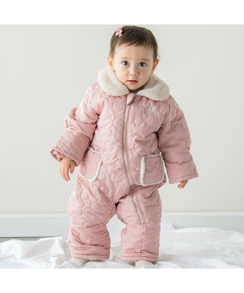 SLAP SLIP BABY(スラップスリップベビー)の「【お揃い】裏ボア中わたキルト総柄バギーオール(70-80cm)(その他ベビーウェア・キッズ・ブルー/ピンク・ワンサイズ(70-80cm))」の2枚目の写真