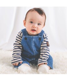 SLAP SLIP | コールテンデニムコールテンサロペット+ボーダー柄ボディミニベビー(70~80cm)(その他ベビーウェア)