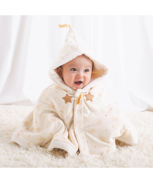 SLAP SLIP(スラップスリップ)の「アニマル柄星モチーフマントベビー(50~90cm)(その他ベビーウェア・キッズ・ホワイト/ピンク・ワンサイズ(50-90cm)」の1枚目の写真