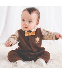 SLAP SLIP BABY | チェック柄シャツ蝶ネクタイ付ベストドッキング風ロンパースベビー(60~80cm)(ロンパース)