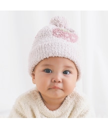 SLAP SLIP BABY | ボンボン付きクマイチゴ柄ブークレニット帽ベビー(44~48cm)(その他ベビーウェア)