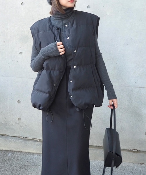 LAULEN(ローレン)の「wave down vest(ベスト・レディース・ベージュ/ブラック・FREE)」の2枚目の写真